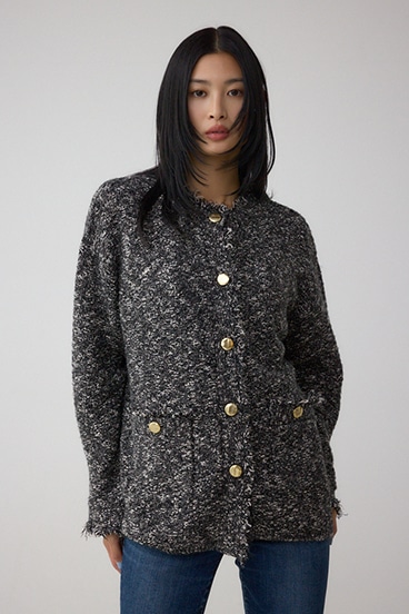 堀田茜さん着用アイテム】ツイードライクニットカーディガン