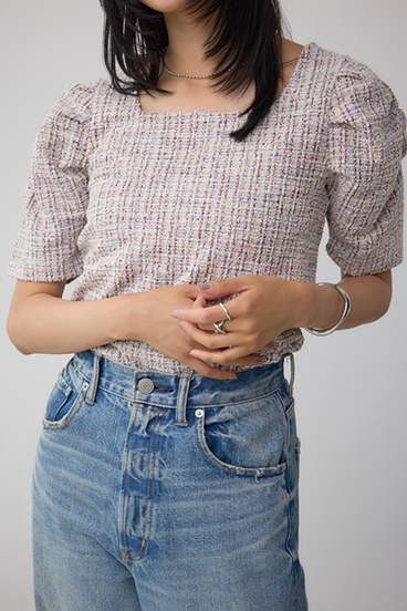 カットツイード袖ギャザートップス｜WOMEN｜250IAC80-2651｜AZUL