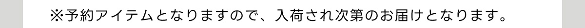 ※予約アイテムとなりますので、入荷され次第のお届けとなります。