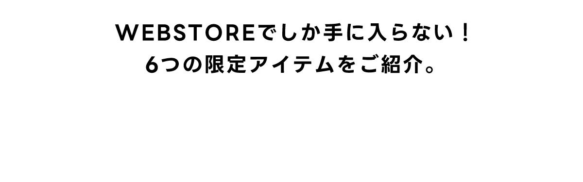 WEBSTOREでしか手に入らない！6つの限定アイテムをご紹介。