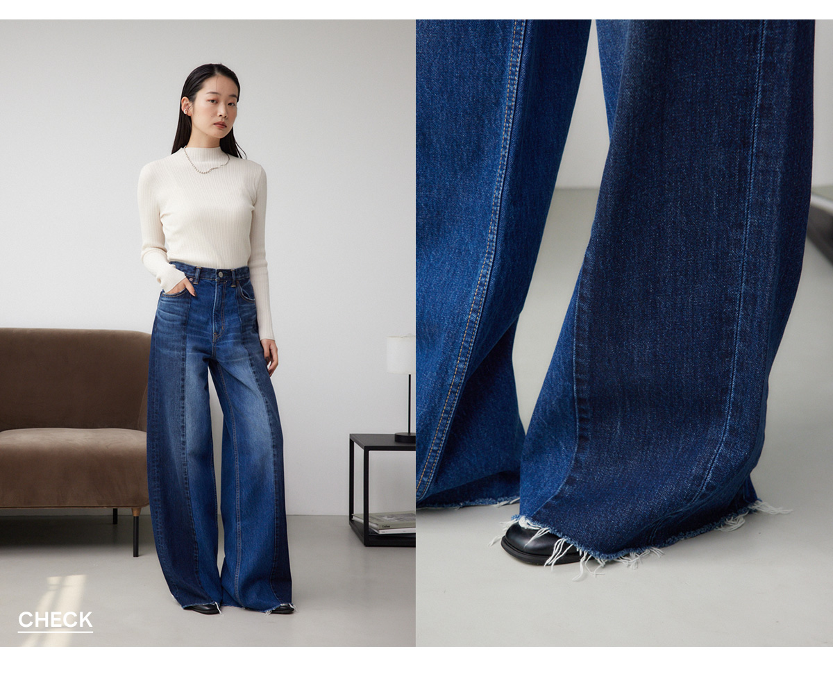 AZUL DENIM 切替パターンワイドデニム