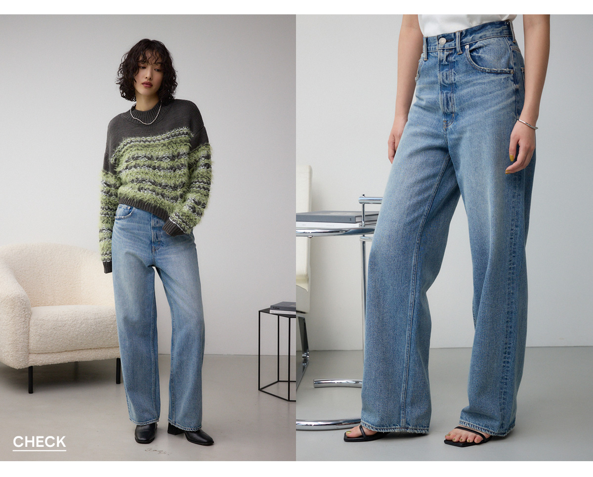 AZUL DENIM ハイウエストワイドデニム