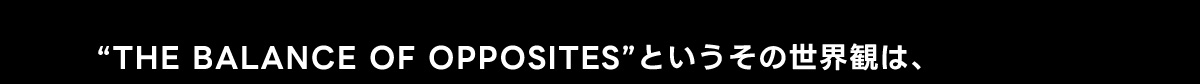 “THE BALANCE OF OPPOSITES” というその世界観は、