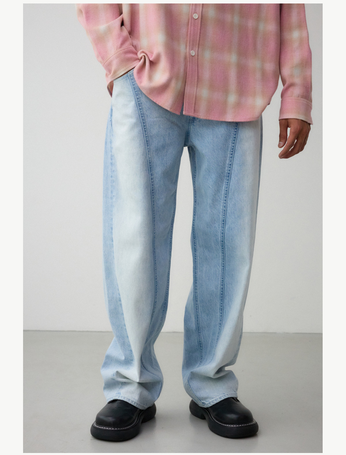 切替ワイドデニム