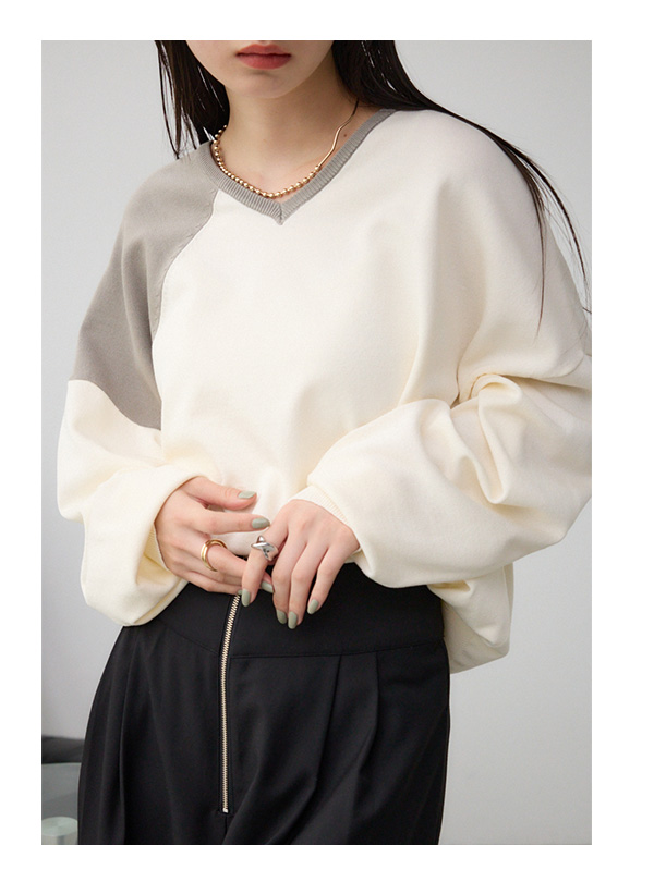 ショルダーバイカラーニット