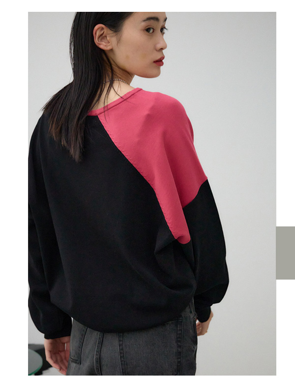 ショルダーバイカラーニット