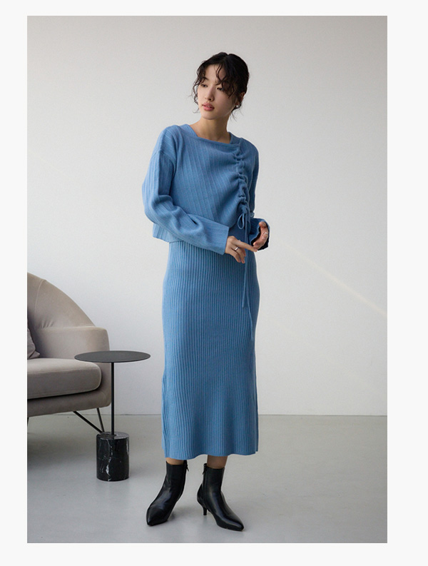 レイヤードセットニットワンピース