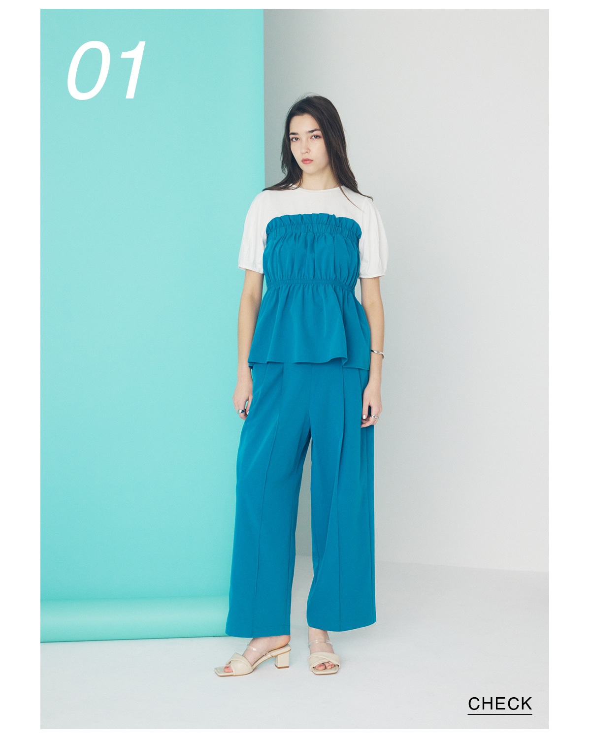 C/T撥水ビスチェドッキングトップス／C/T撥水タックワイドパンツ