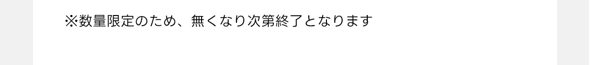 ※数量限定のため、無くなり次第終了となります