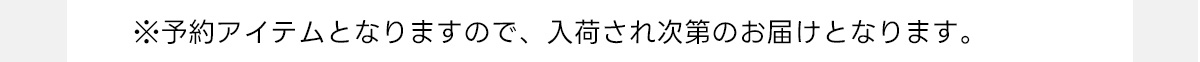 ※予約アイテムとなりますので、入荷され次第のお届けとなります。