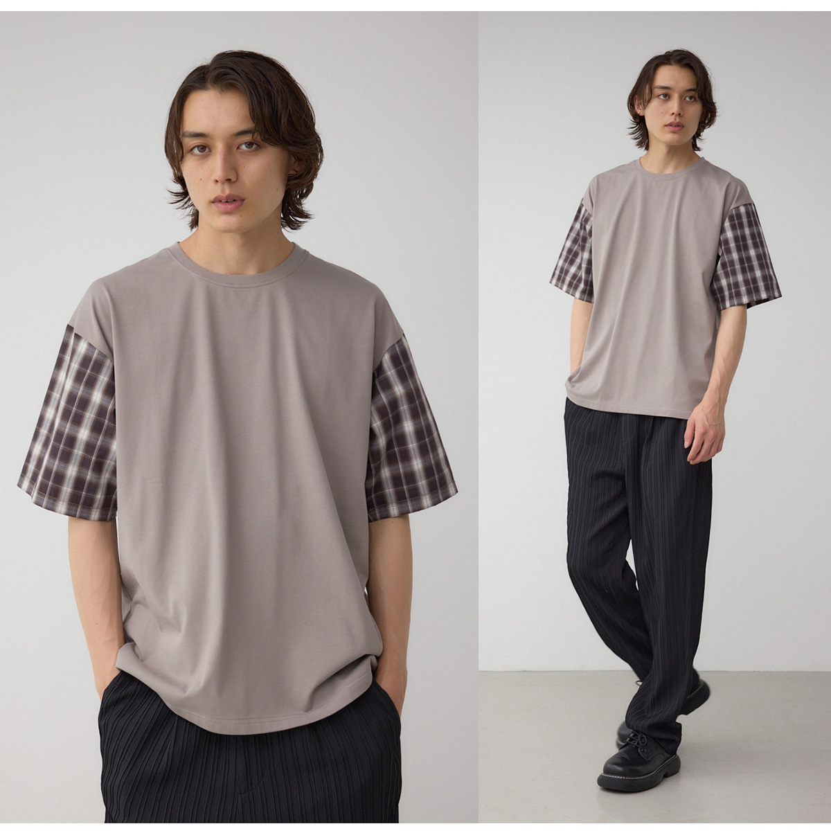 異素材スウィッチングトップス