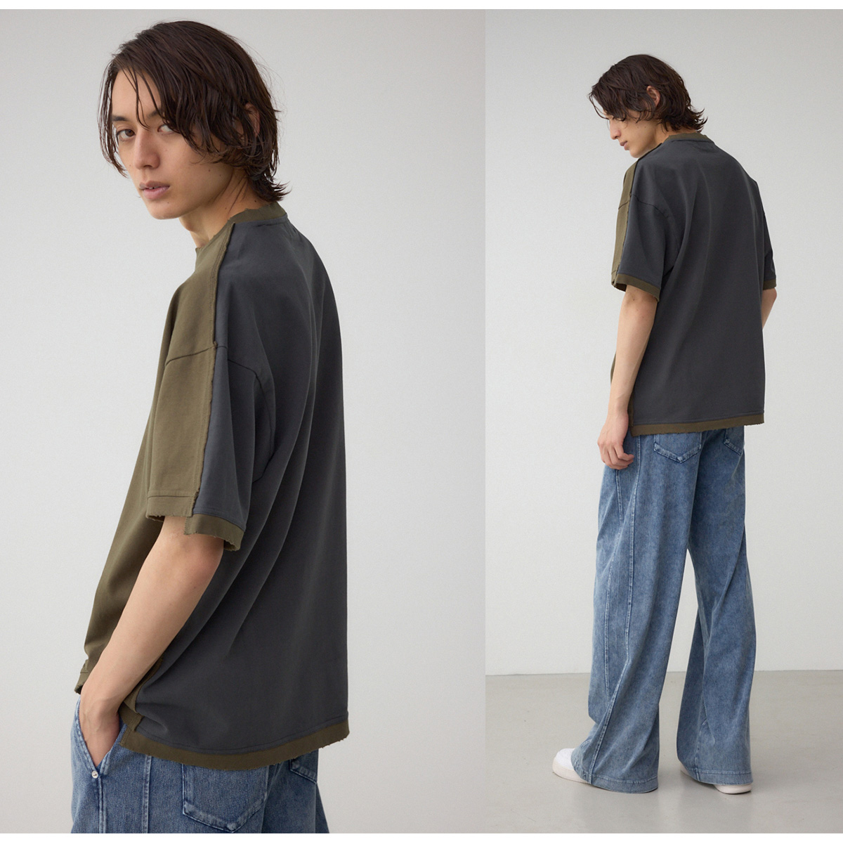 前後配色切リ替エトップス