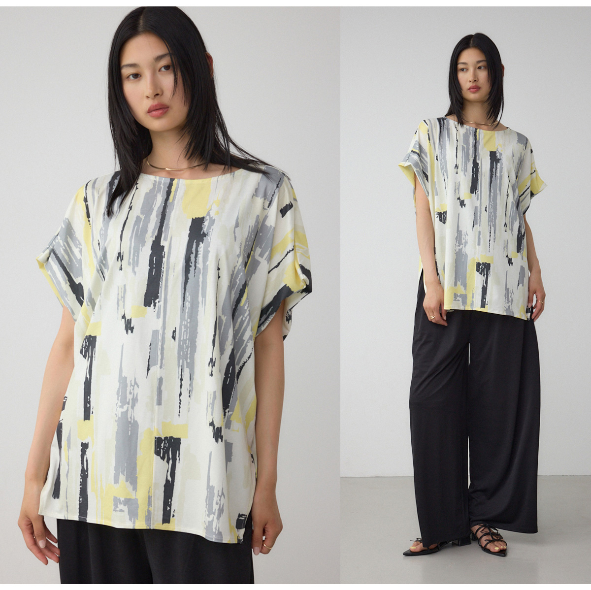 C/Tシャーベットフレアスリーブトップス