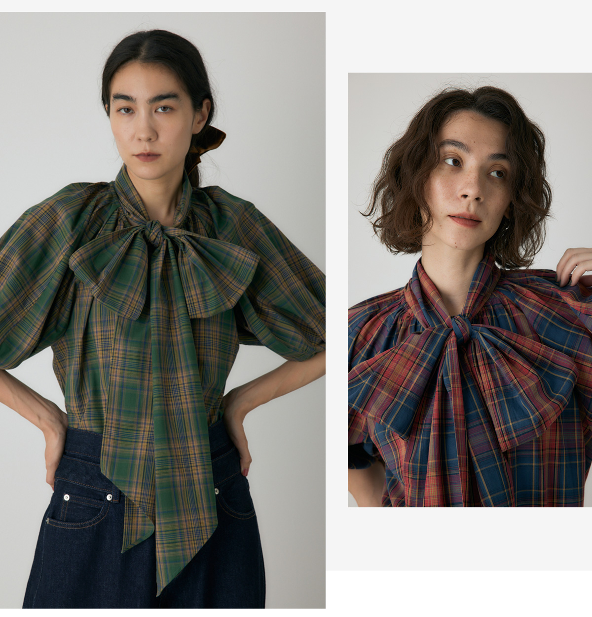 【crie conforto】チェックボウタイブラウス