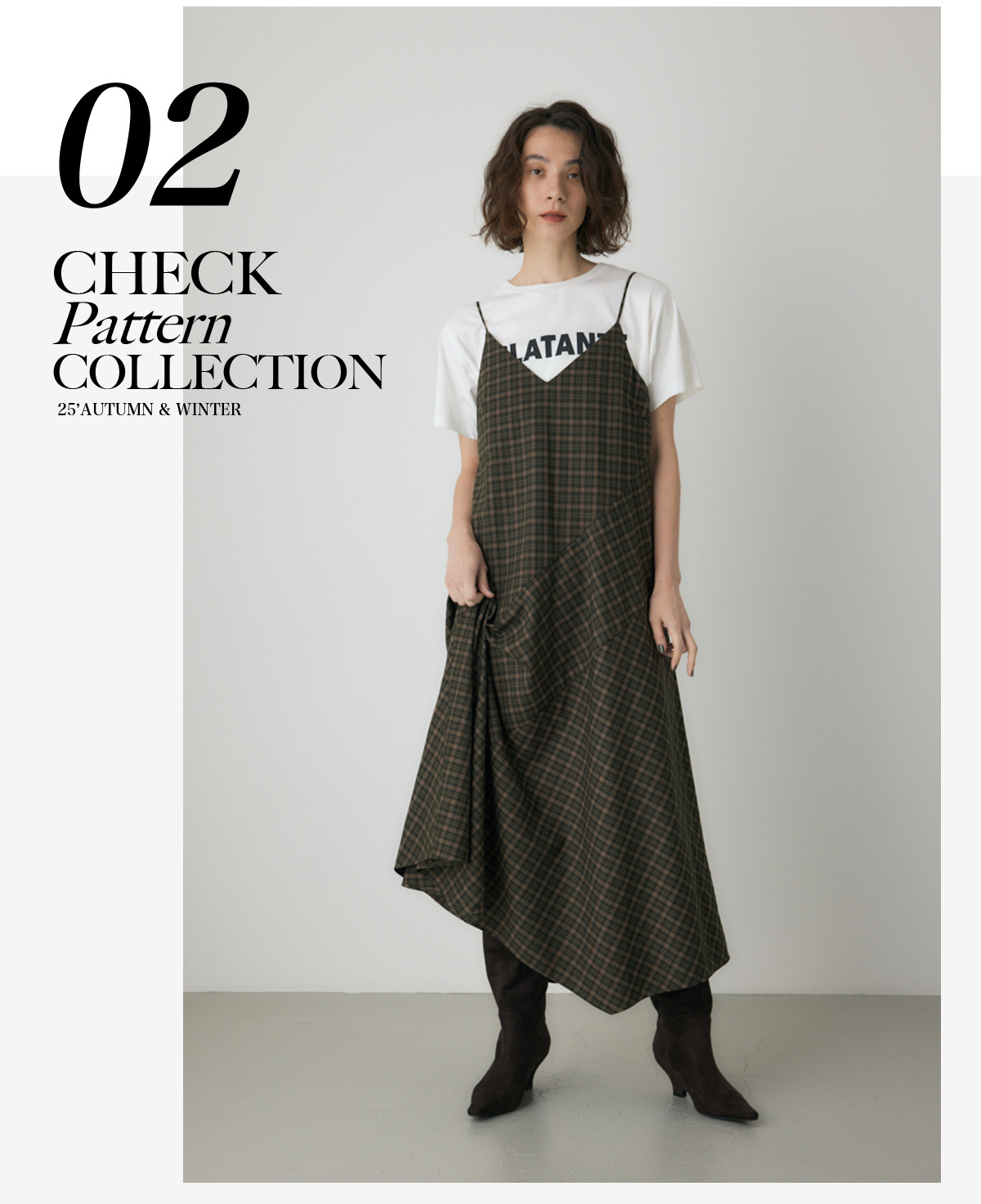 【crie conforto】チェックキャミワンピース