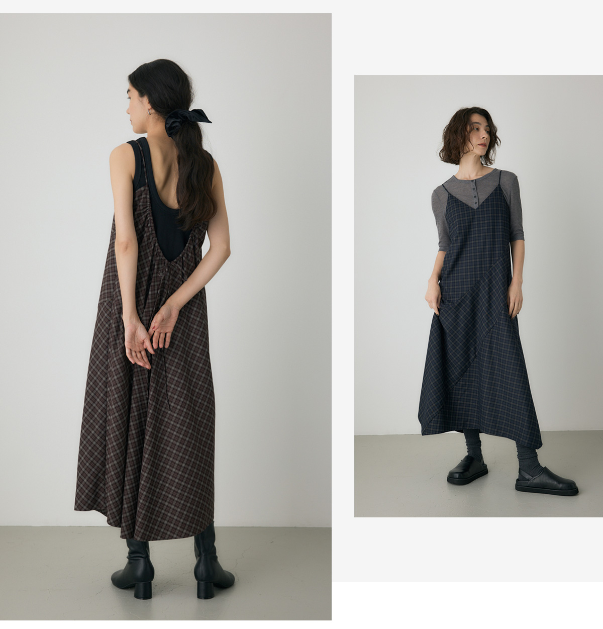 【crie conforto】チェックキャミワンピース