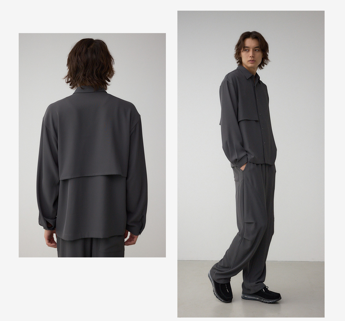 C/Tトロミアシンメトリー長袖シャツ