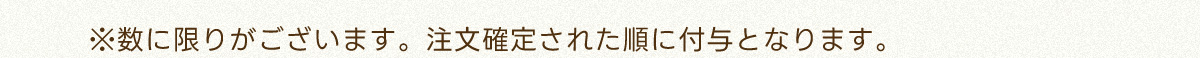 ※数に限りがございます。注文確定された順に付与となります。