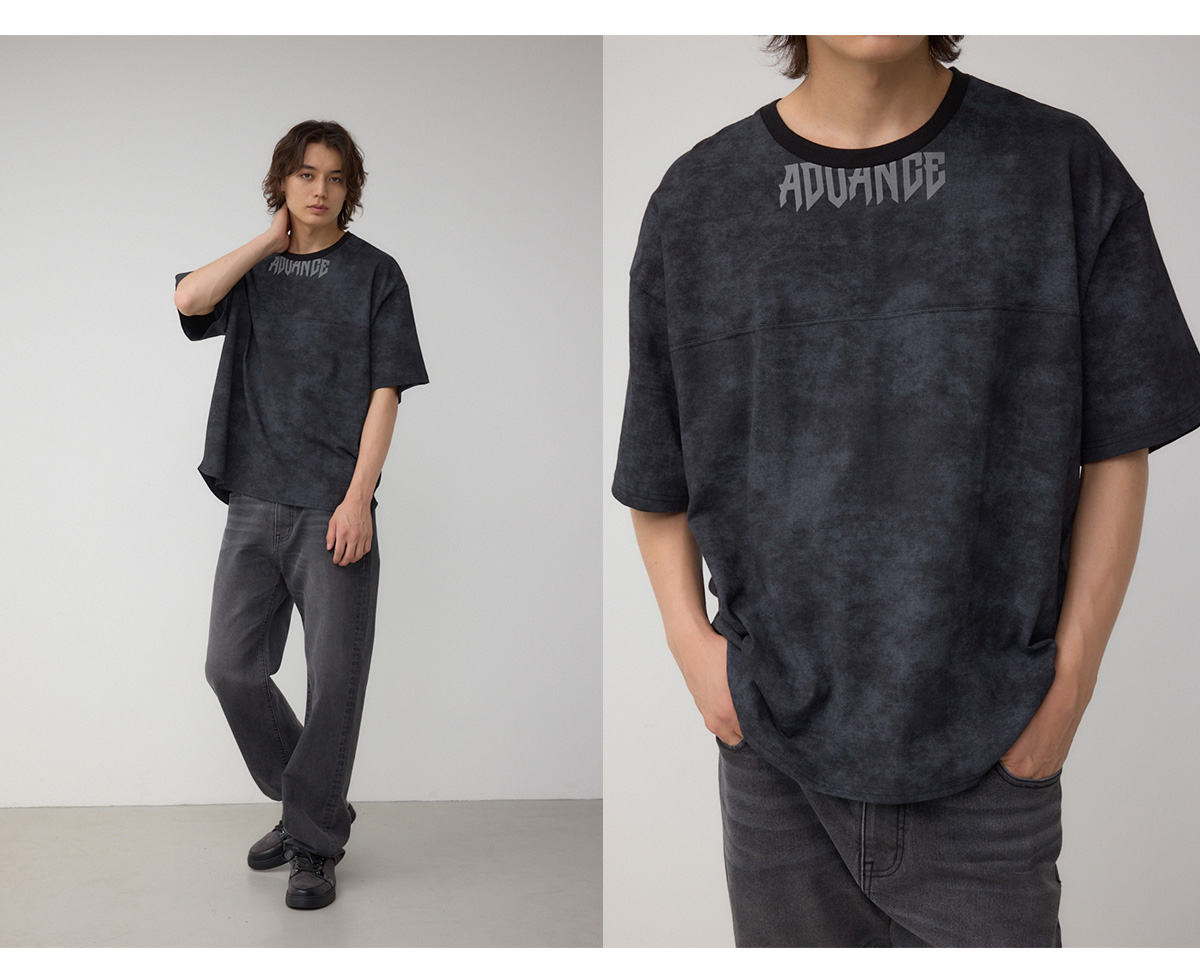 ムラ柄ロゴプリントTシャツ