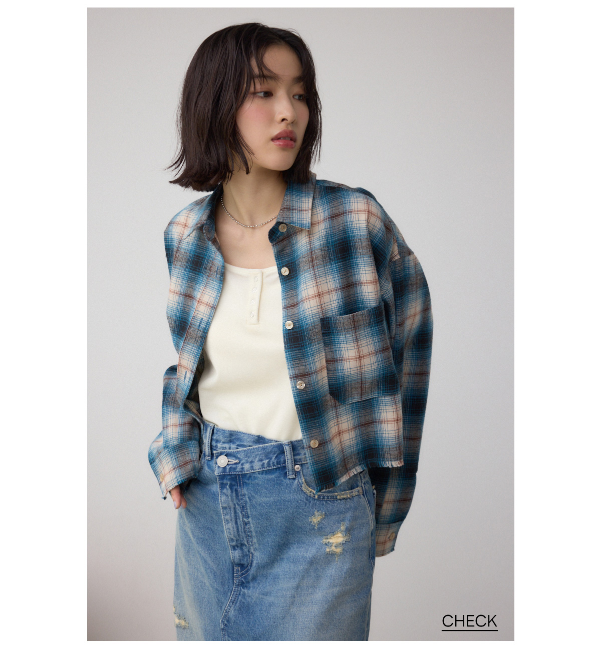 【着丈バリエ】アソートフリンジチェックシャツ
