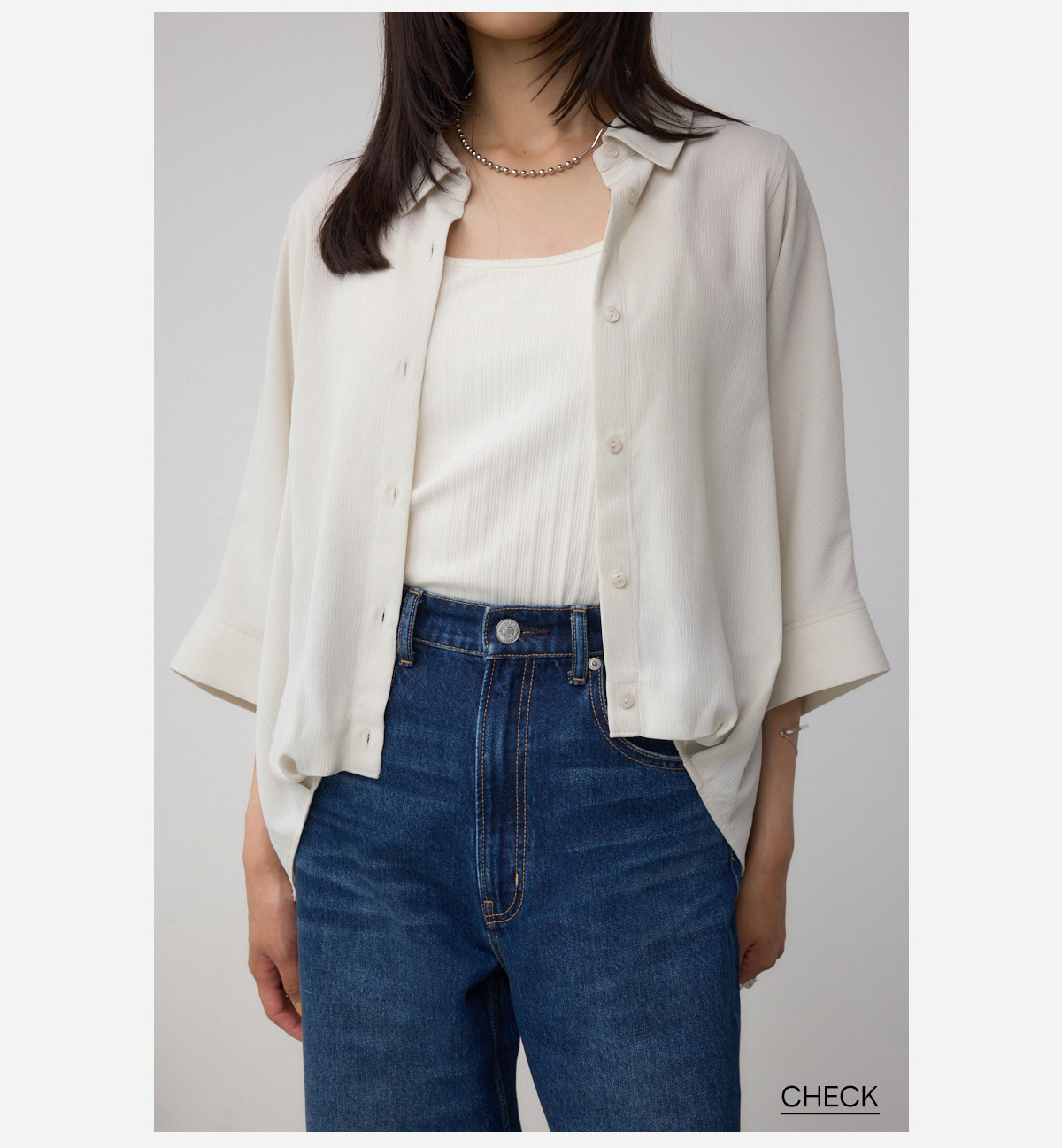 楊柳タックヘムコクーンシャツ