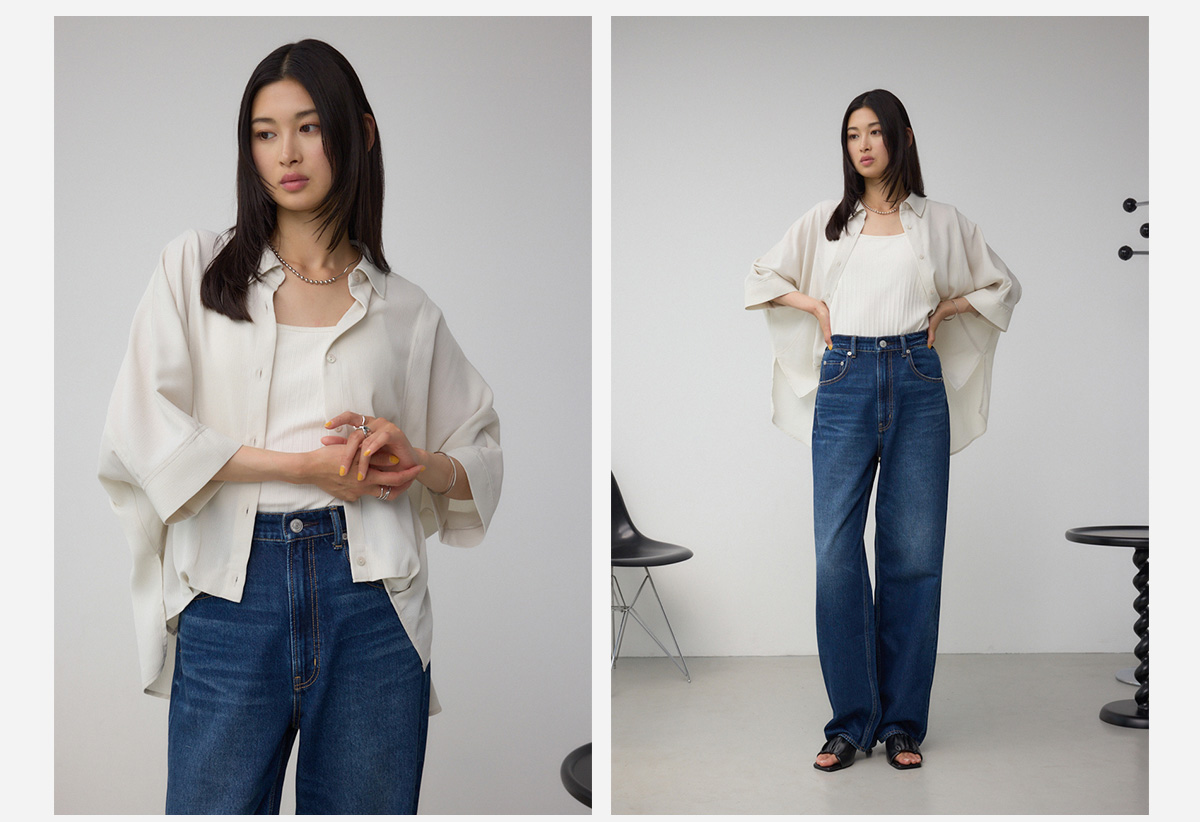 楊柳タックヘムコクーンシャツ