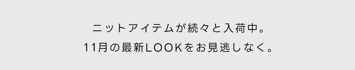 ニットアイテムが続々と入荷中。11月の最新LOOKをお見逃しなく。