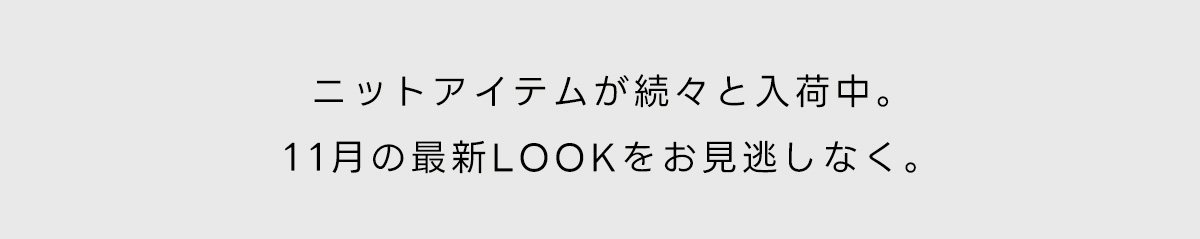 ニットアイテムが続々と入荷中。11月の新作LOOKをお見逃しなく。