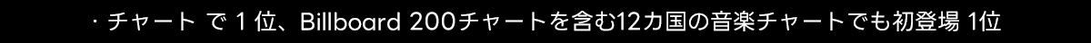 ・チャートで1位、 Billboard 200チャートを含む12カ国の音楽チャートでも初登場1位