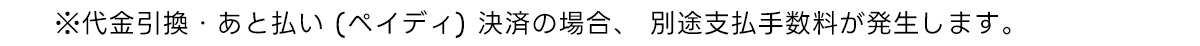 ※代金引換・あと払い (ペイディ) 決済の場合、 別途支払手数料が発生します。