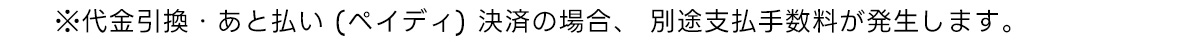 ※代金引換・あと払い (ペイディ) 決済の場合、 別途支払手数料が発生します。
