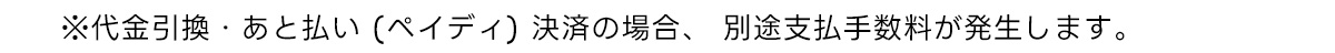 ※代金引換・あと払い (ペイディ) 決済の場合、 別途支払手数料が発生します。