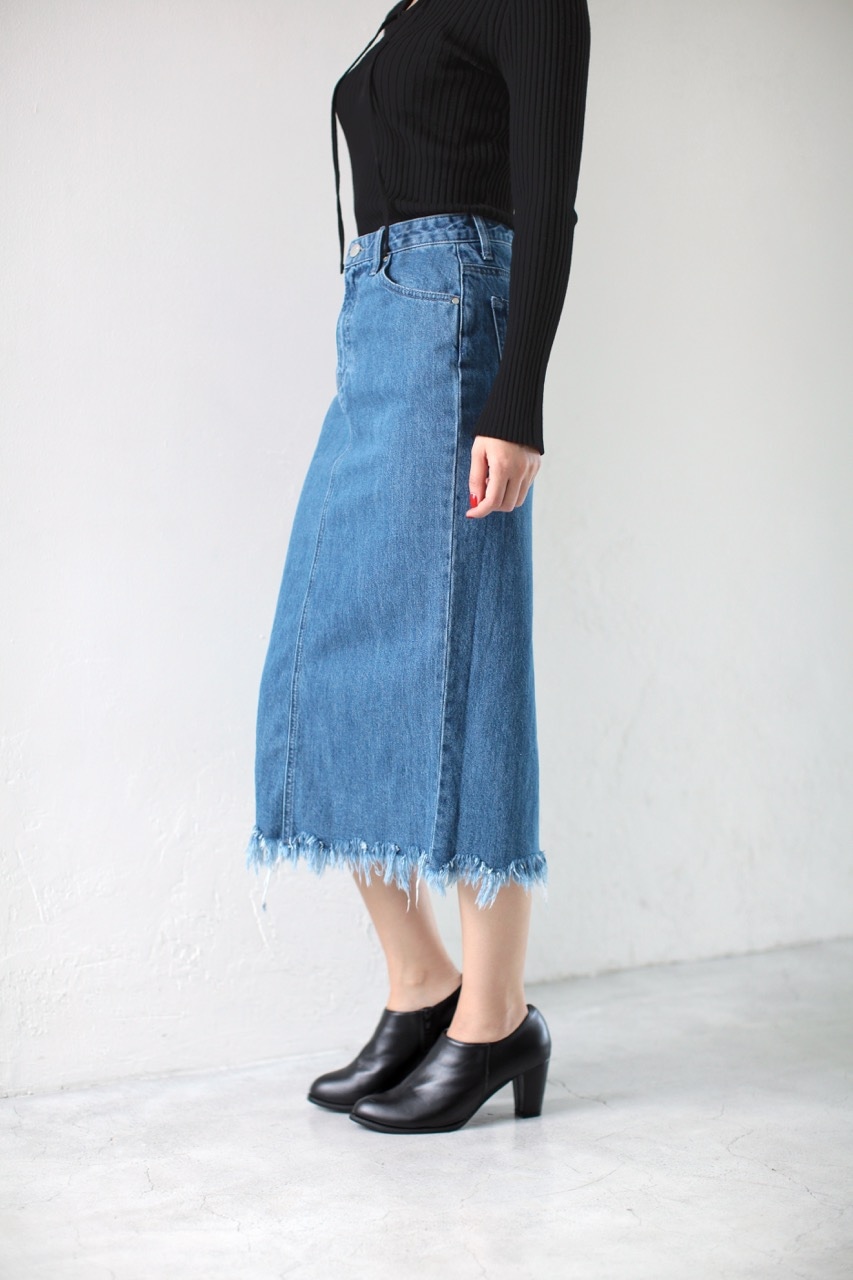 Azul By Moussy 裾フリンジデニムスカート Azul By Moussy アズール