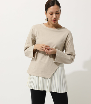 LAYER PLEATS COMBI TOP/レイヤードプリーツコンビトップ