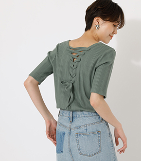 BACK LACE UP TOPS/バックレースアップトップス
