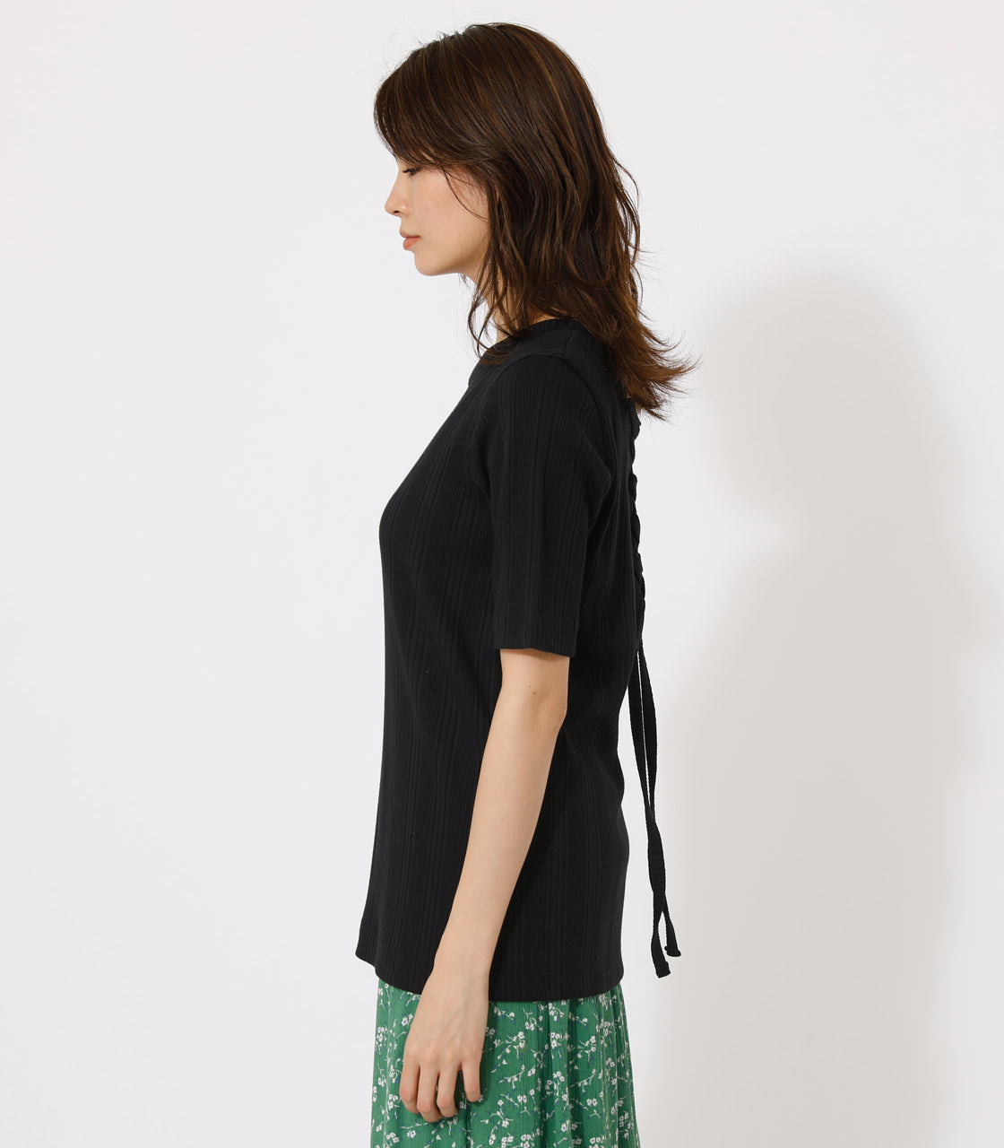 BACK LACE UP TOPS/バックレースアップトップス 詳細画像 BLK 5