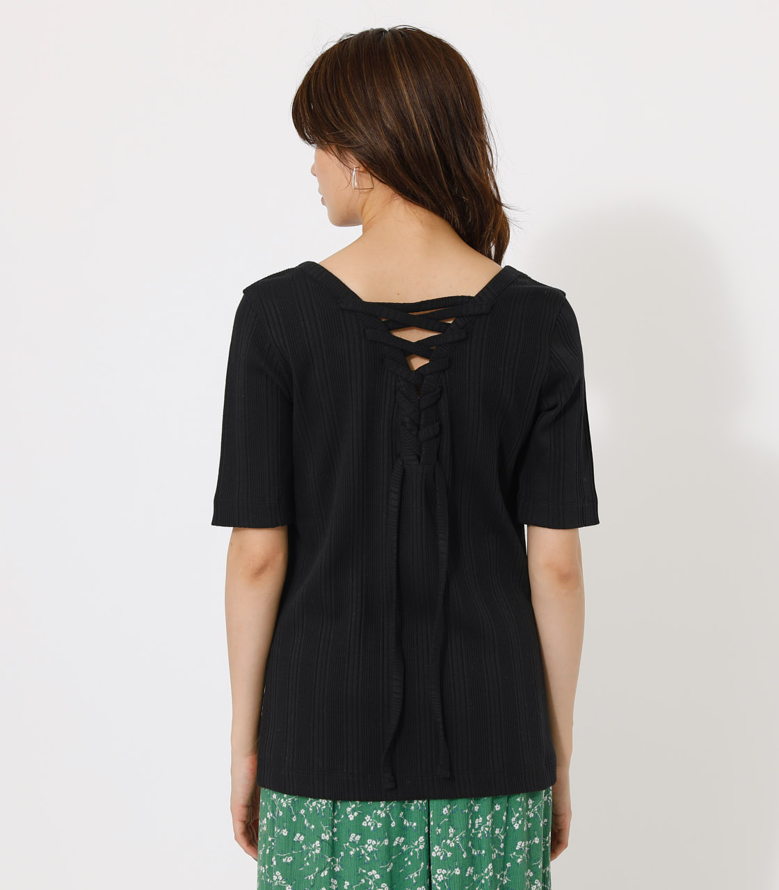 BACK LACE UP TOPS/バックレースアップトップス 詳細画像 BLK 6