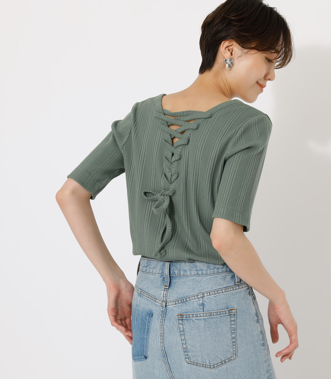 BACK LACE UP TOPS/バックレースアップトップス 詳細画像 KHA 1