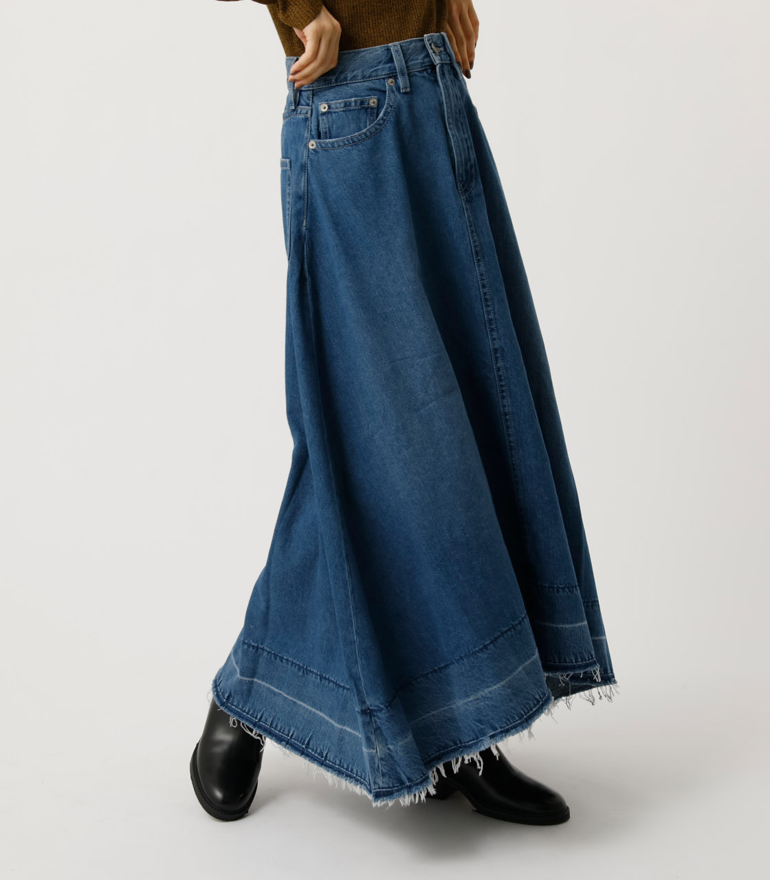 Flare Fringe Denim Maxi Skirt フレアフリンジデニムマキシスカート Azul By Moussy アズールバイマウジー 公式通販サイト