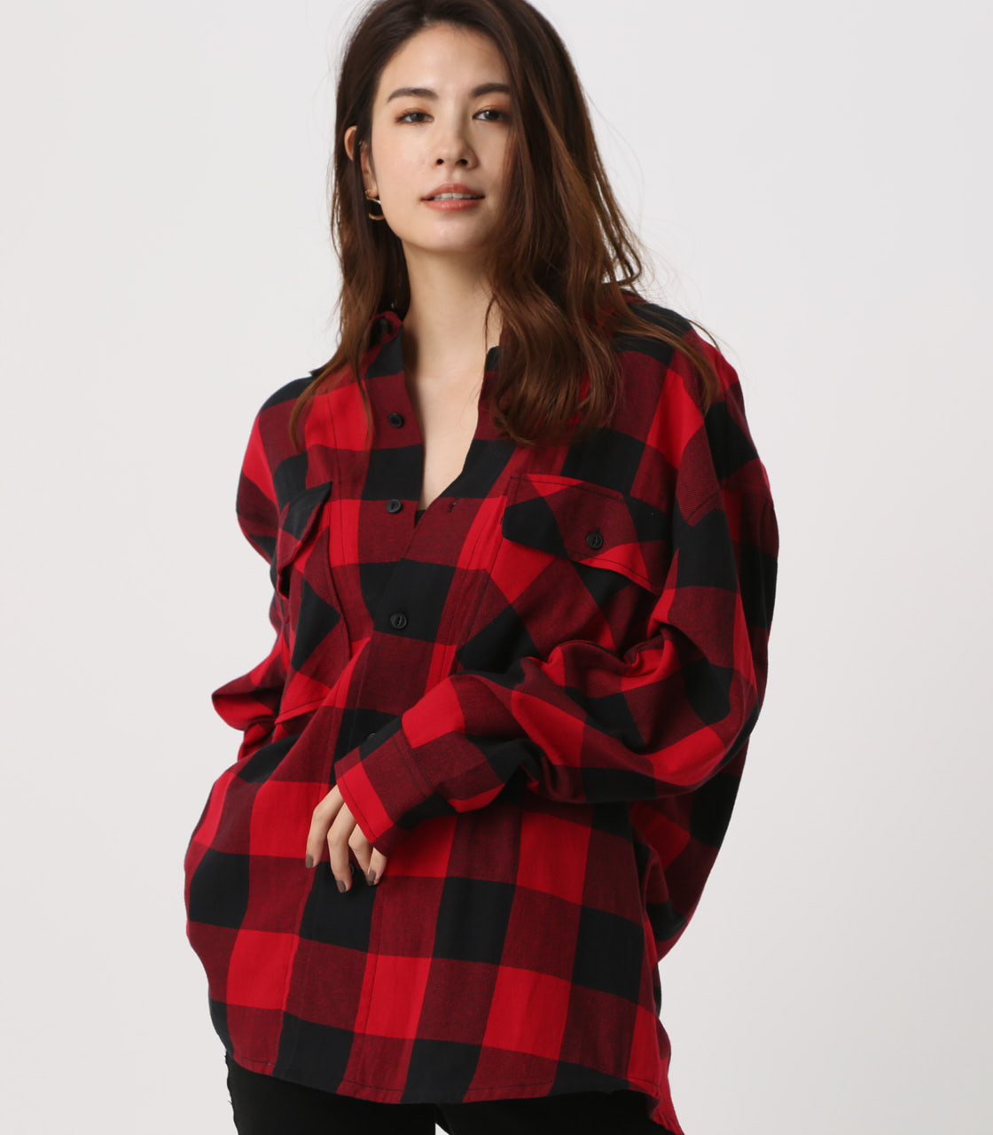 Block Check Over Shirt ブロックチェックオーバーシャツ Azul By Moussy アズールバイマウジー 公式通販サイト