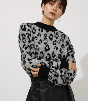 JACQUARD LEOPARD KNIT/ジョガーレオパードニット