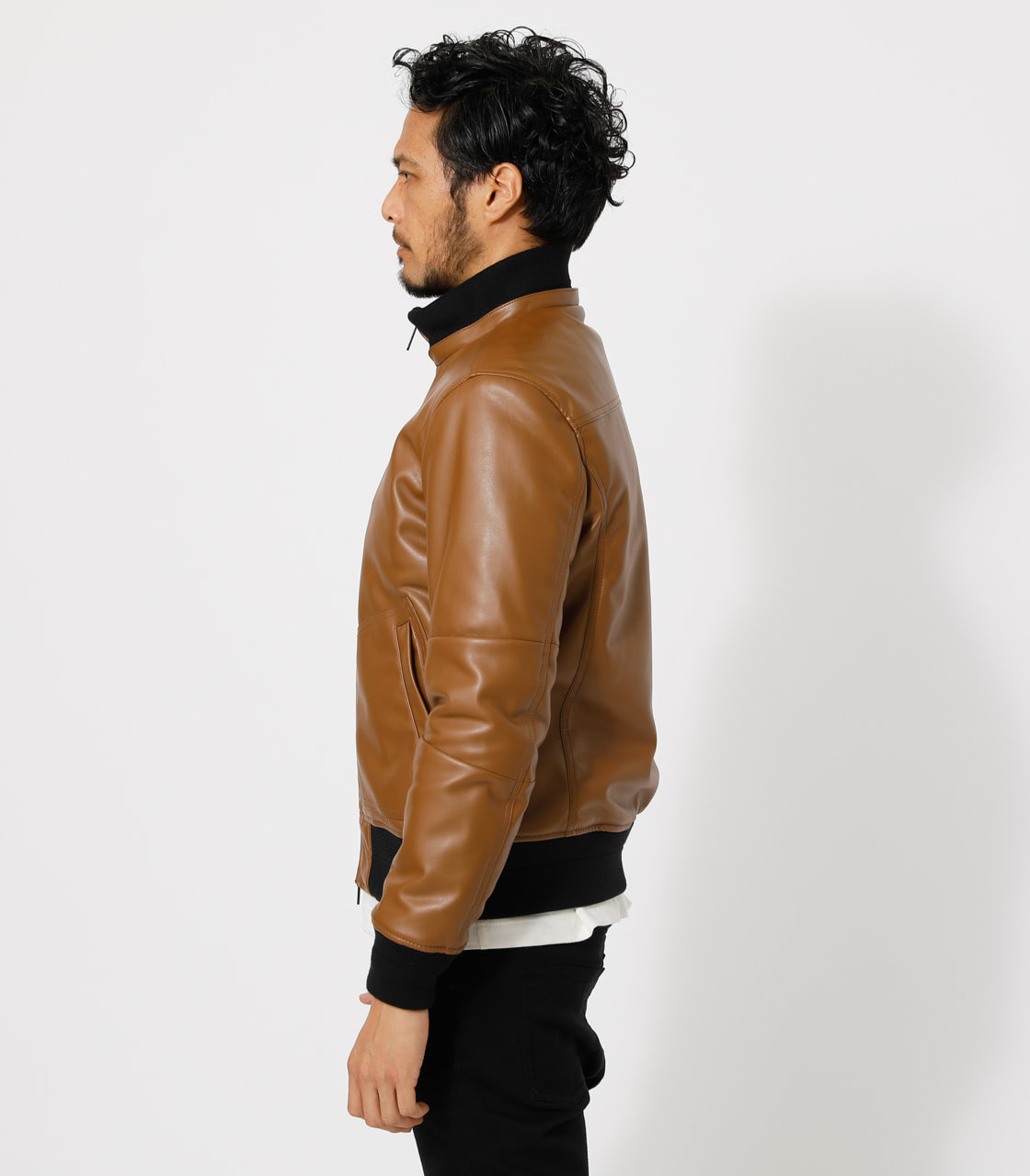 FAKE LEATHER THERMORE BLOUSON/フェイクレザーサーモアブルゾン 詳細画像 BRN 5