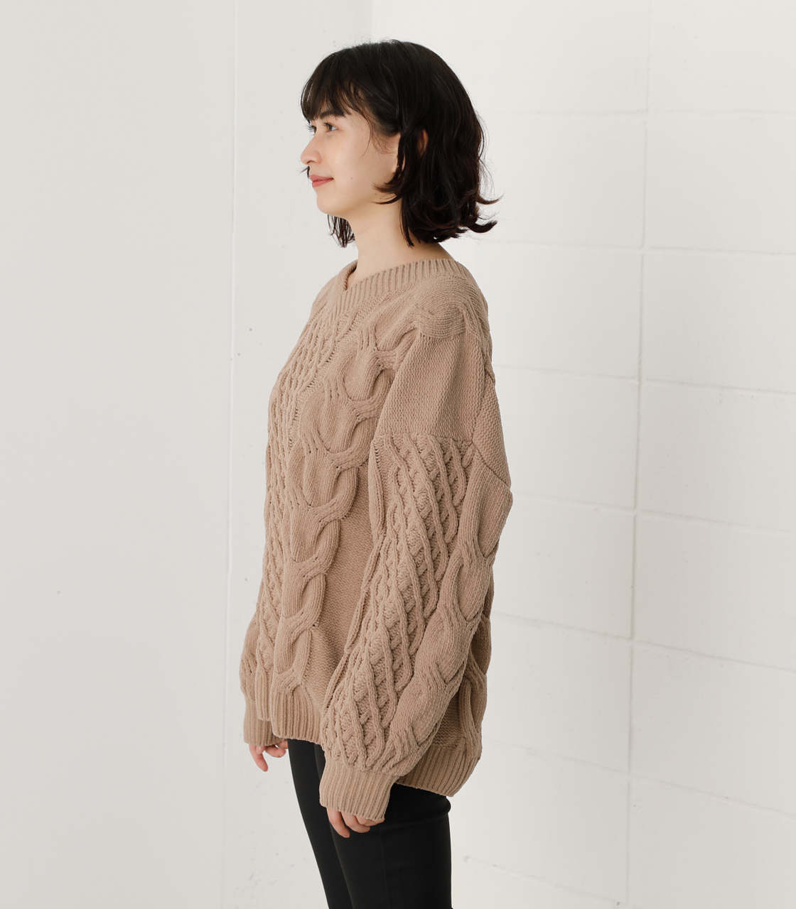 CHENILLE CABLE V/N KNIT TOPS/シェニールケーブルVネックニットトップス 詳細画像 BEG 5