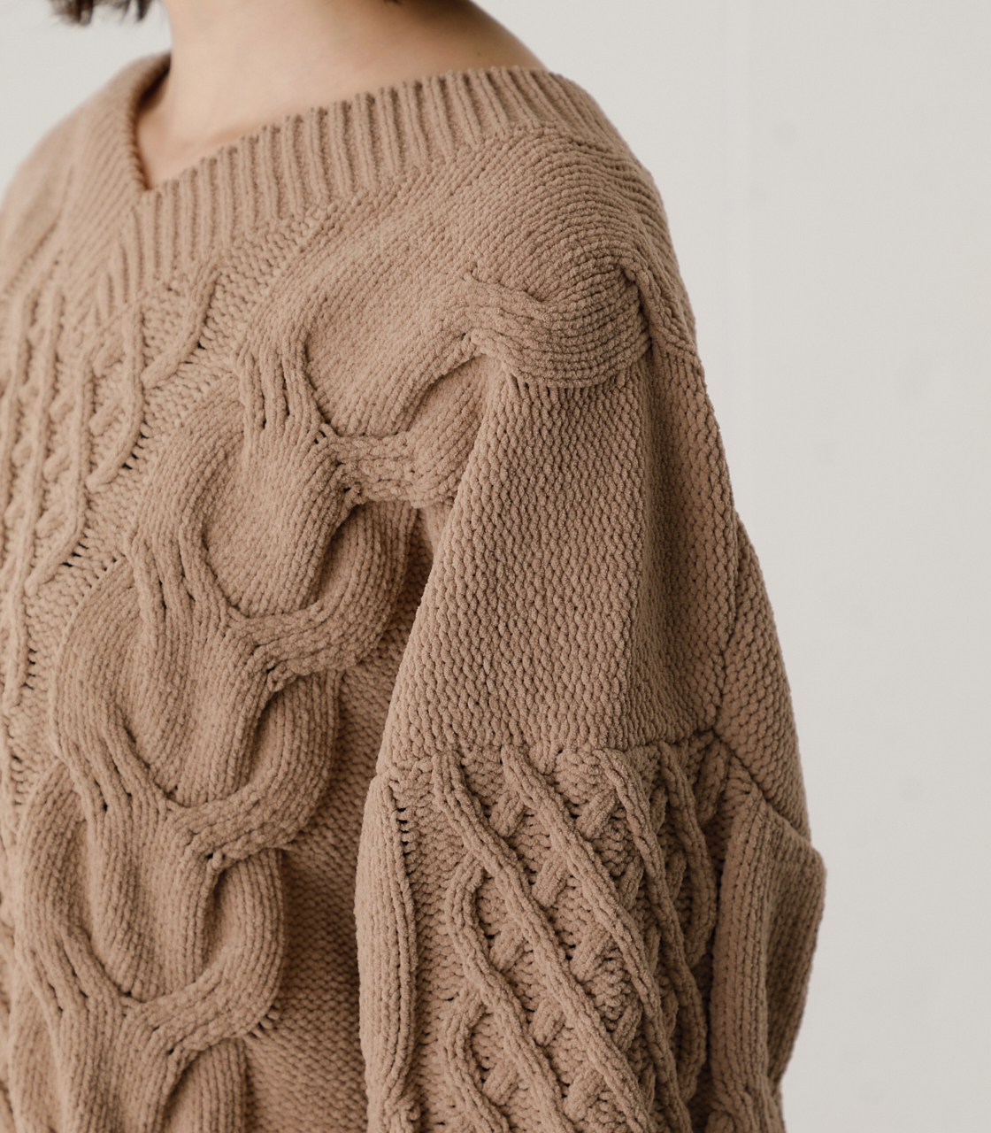 CHENILLE CABLE V/N KNIT TOPS/シェニールケーブルVネックニットトップス 詳細画像 BEG 8