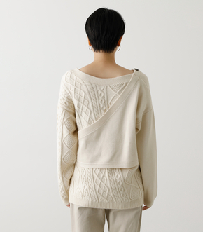 2WAY CACHECOEUR CABLE MIX KNIT/2WAYカシュクールケーブルミックスニット 詳細画像