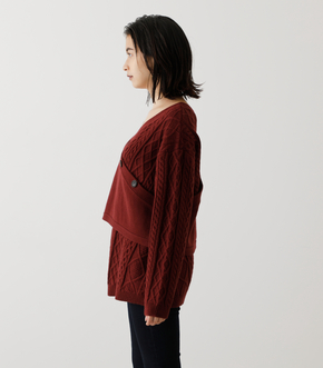 2WAY CACHECOEUR CABLE MIX KNIT/2WAYカシュクールケーブルミックスニット 詳細画像