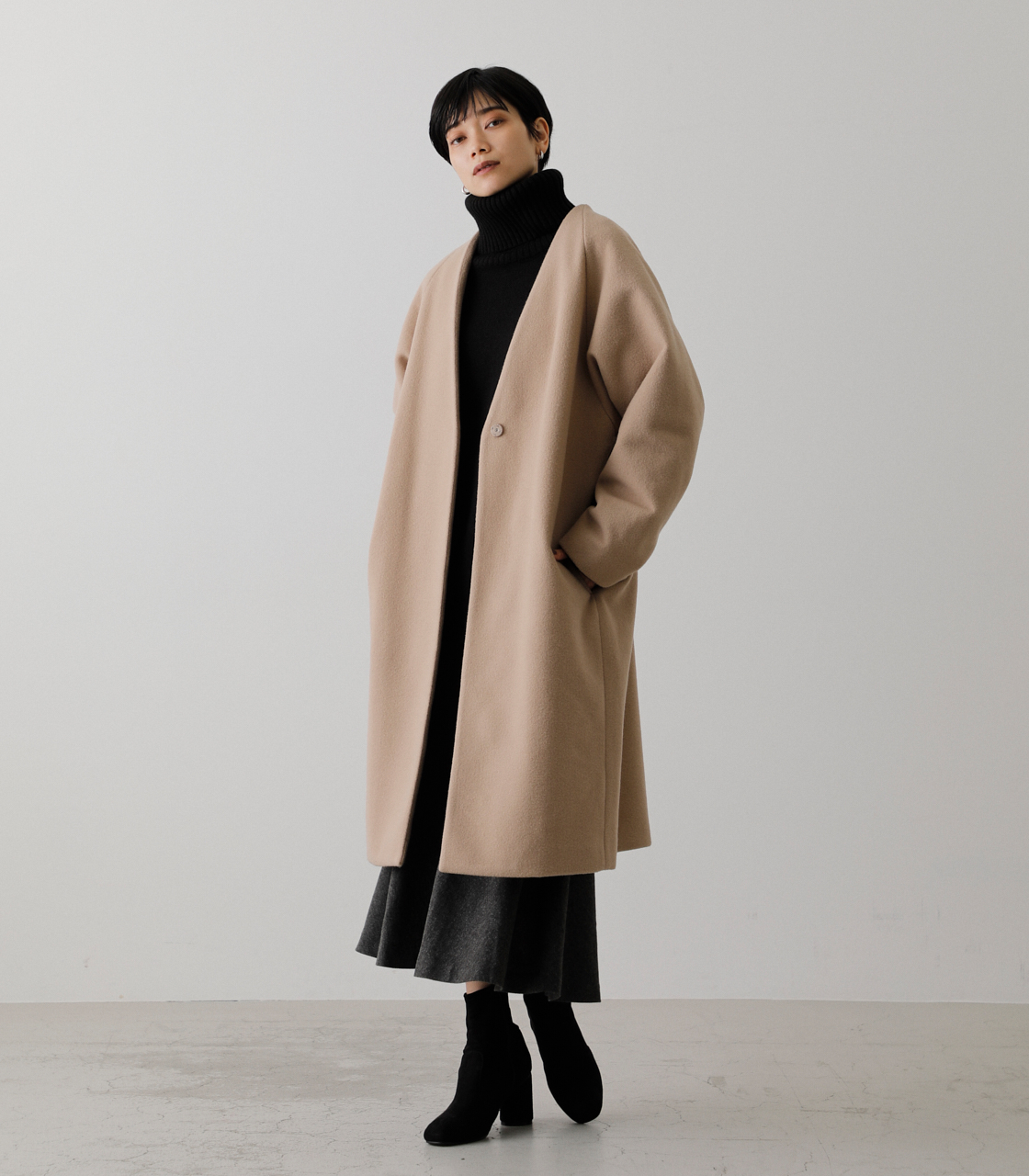 COLLARLESS COAT/カラーレスコート