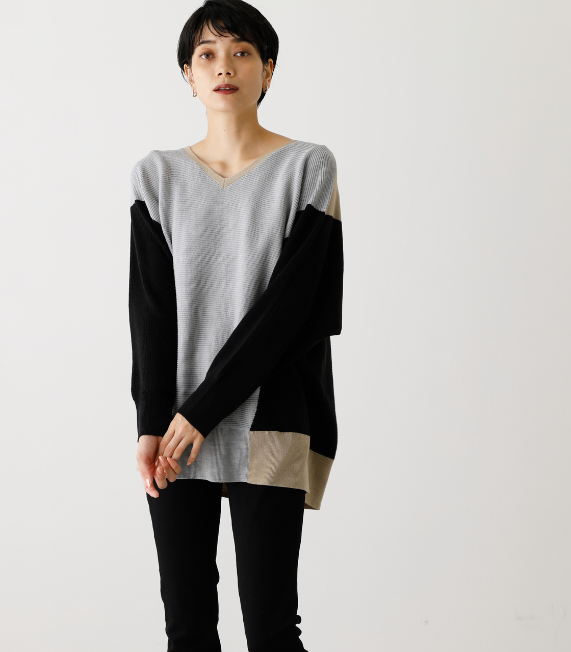 NUDIE DOLMAN KNIT TOPS/ヌーディードルマンニットトップス 詳細画像 柄GRY 1