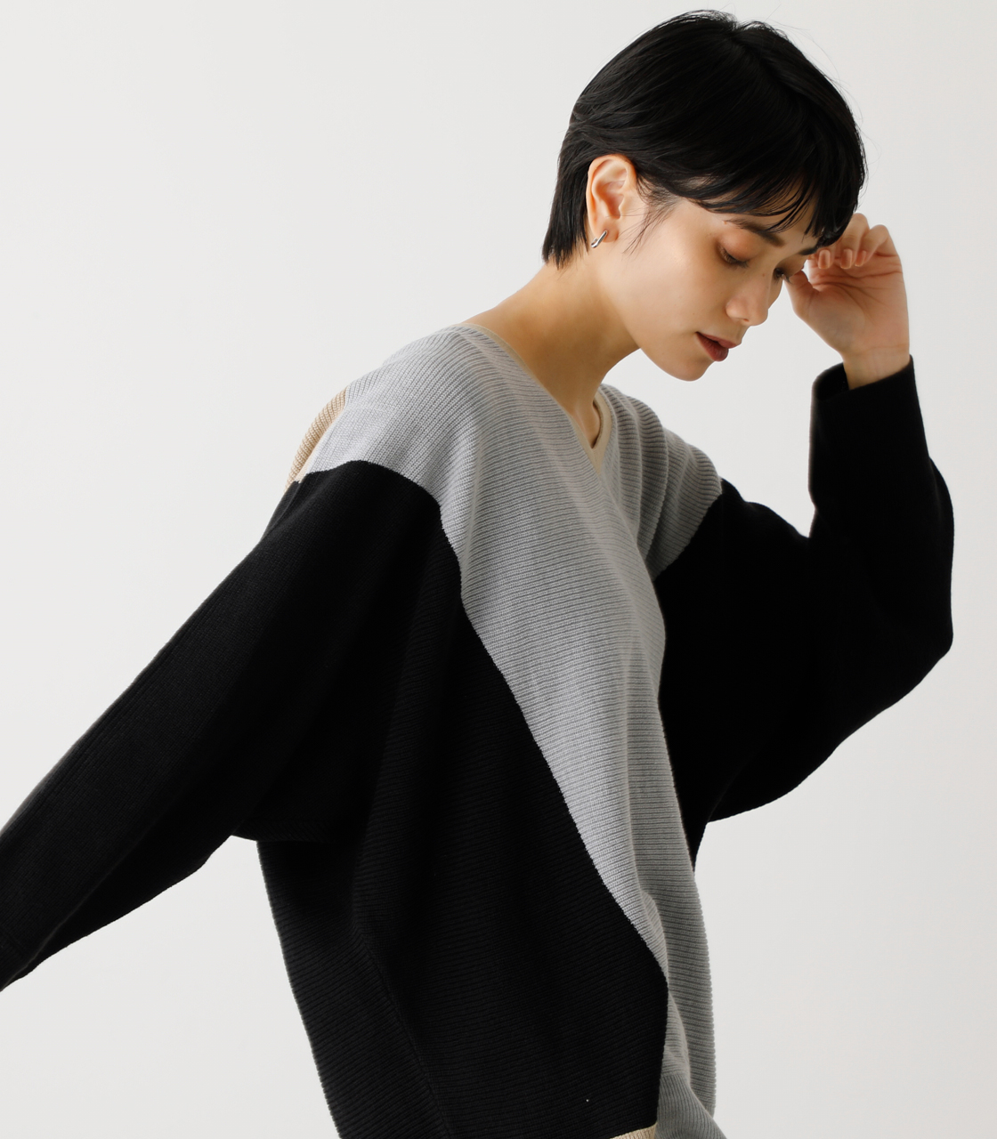 NUDIE DOLMAN KNIT TOPS/ヌーディードルマンニットトップス 詳細画像 柄GRY 3