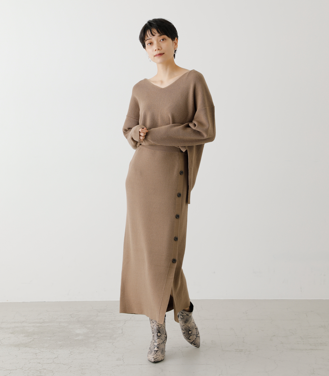 Side Button Knit Onepiece サイドボタンニットワンピース Azul By Moussy アズールバイマウジー 公式通販サイト